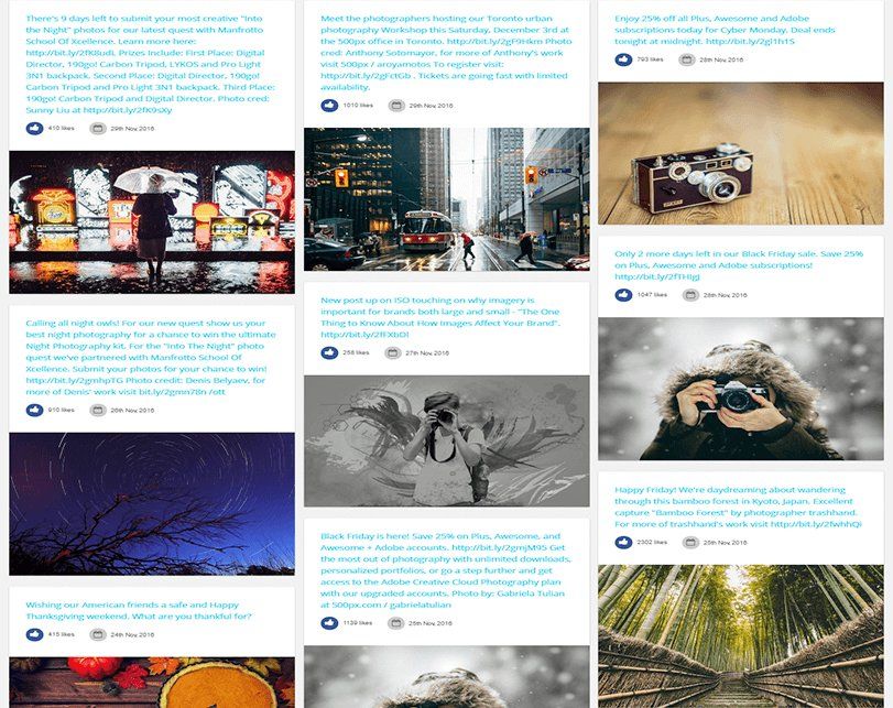 Facebook grid demo