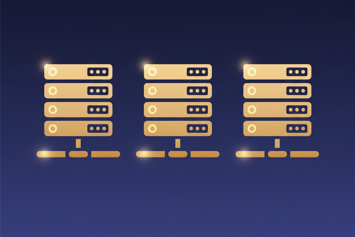 Three styled server stacks representing shared, managed, and WP Cloud hosting tiers