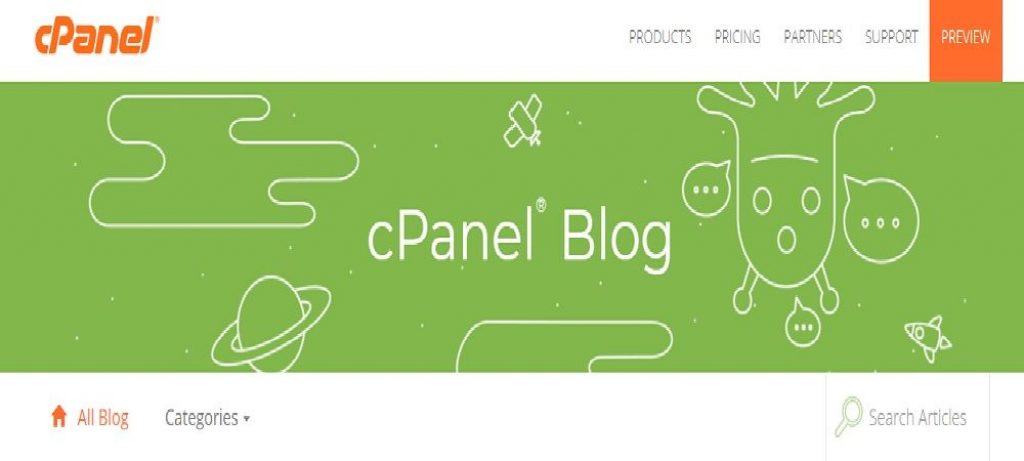 homepage of the cPanel blog