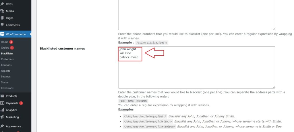 Blacklisting in WooCommerce