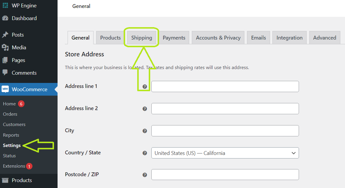 Access Shipping Zones: