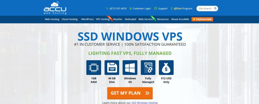 AccuWeb Hosting Main Page