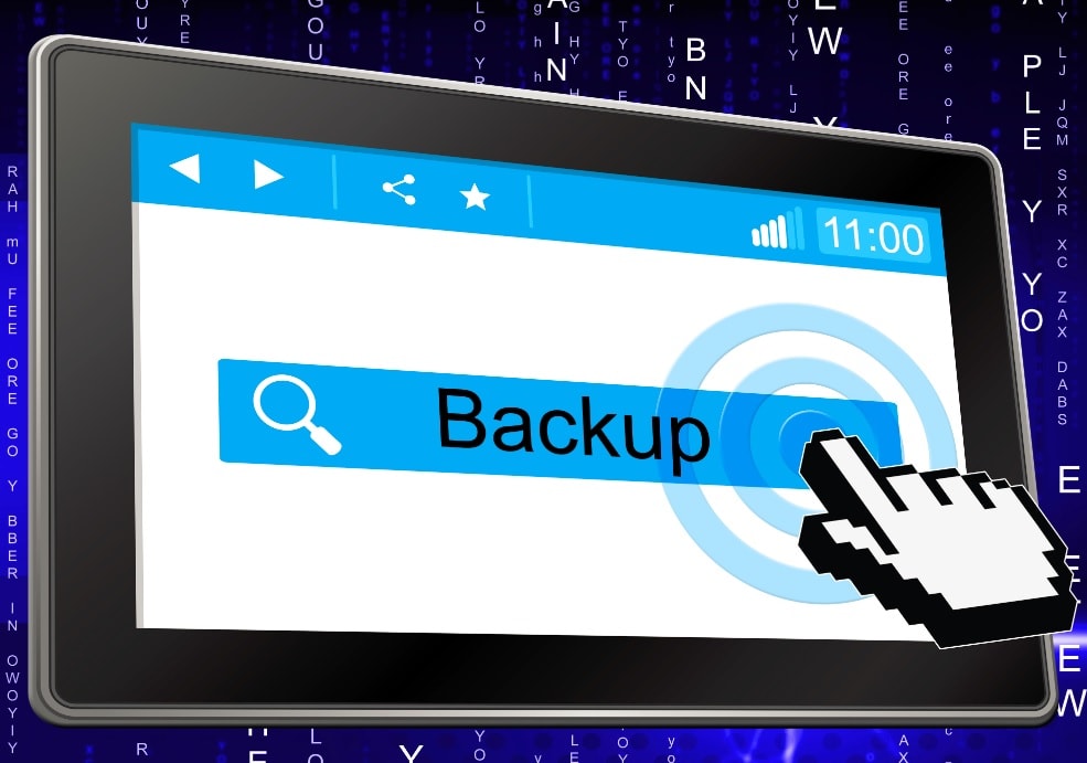 Clicking on backup on handheld device