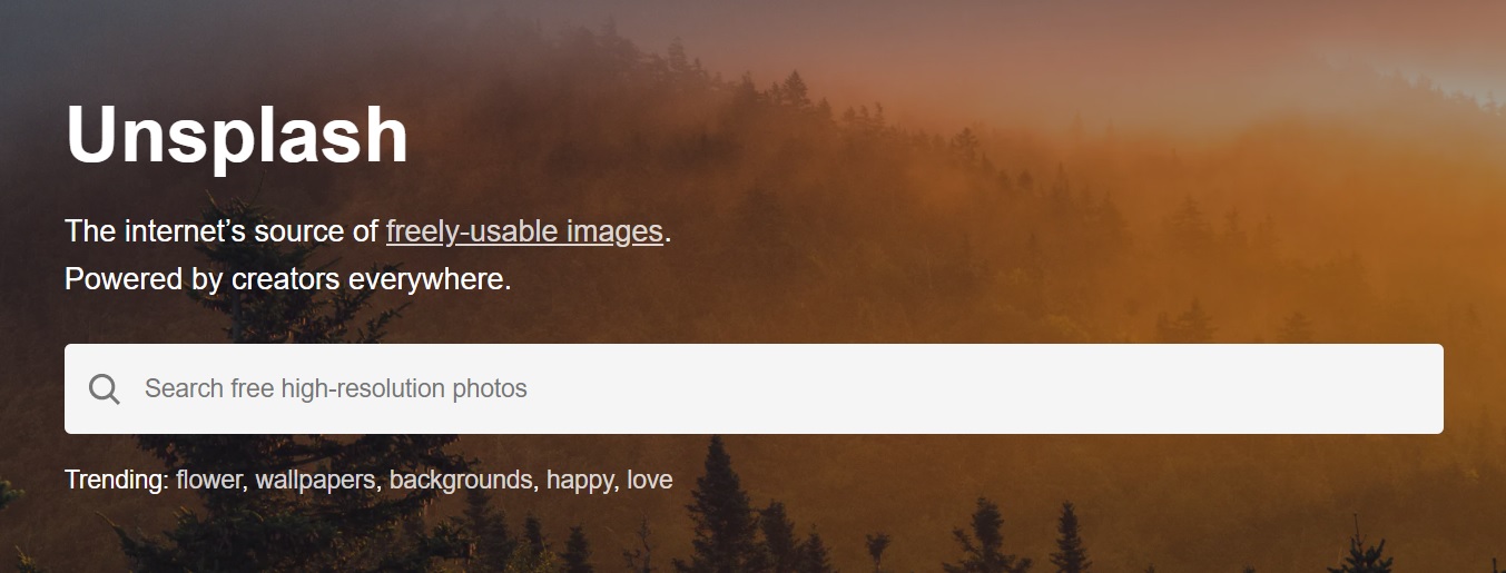 Unsplash main page screenshot