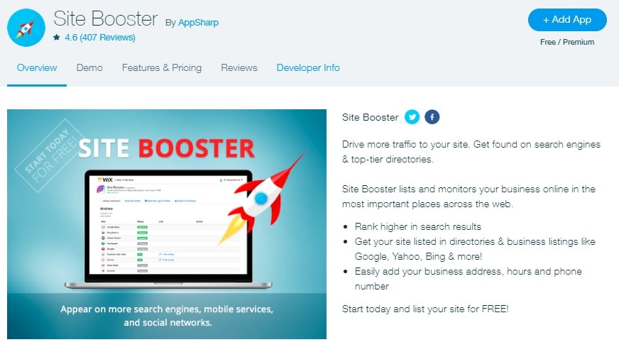Wix Site Booster App Features