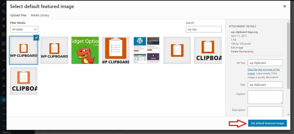 choose default image from library or upload one