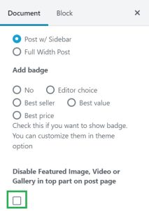 disable featured image option