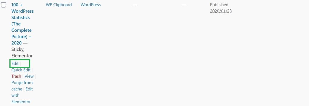 option to edit WordPress post