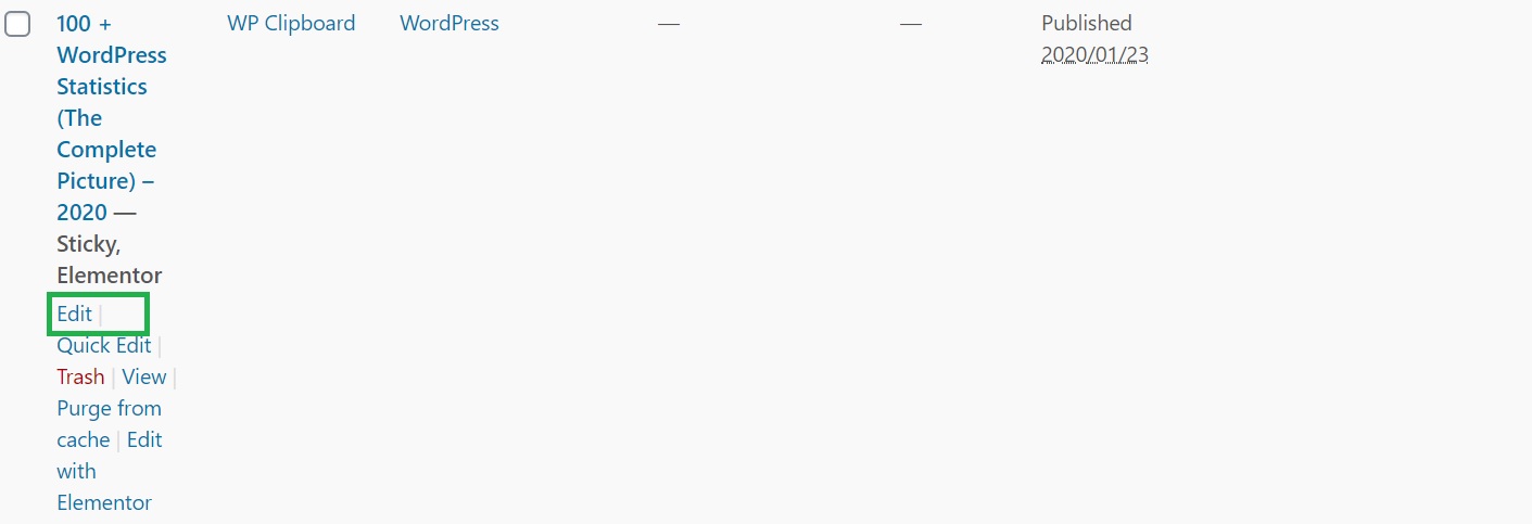 option to edit WordPress post
