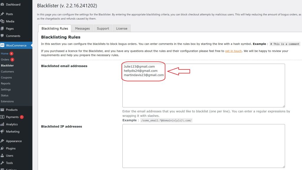 Email Blacklisting in WooCommerce
