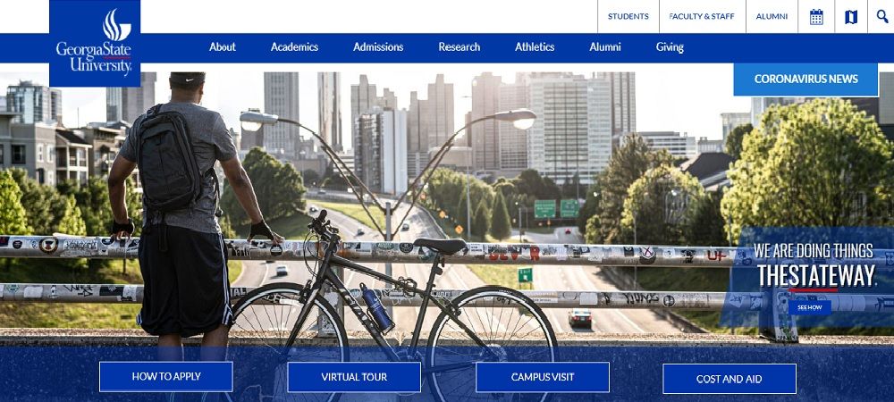 homepage of the Georgia State University