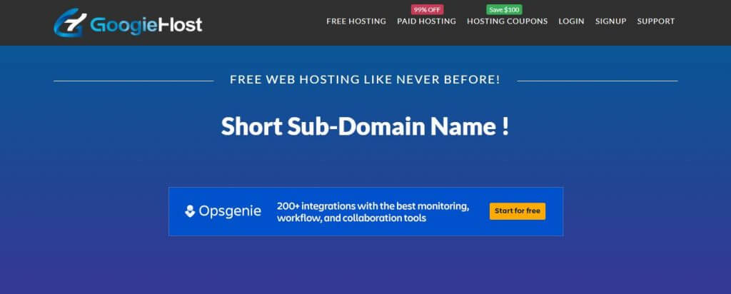 googie-host-website main page