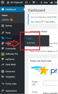 how to navigate to media library in wordpress