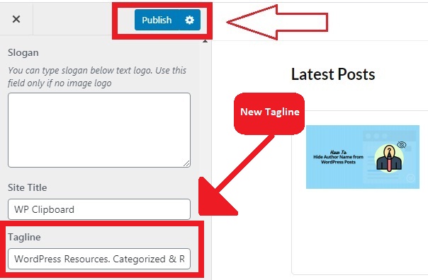 press publish button to save changes