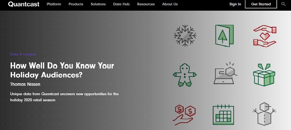 homepage of the quantcast website