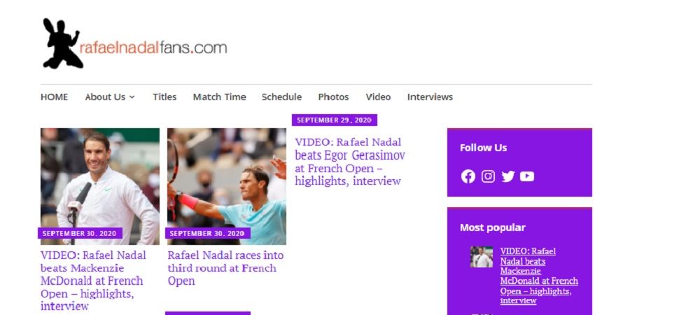 screenshot of the website's homepage