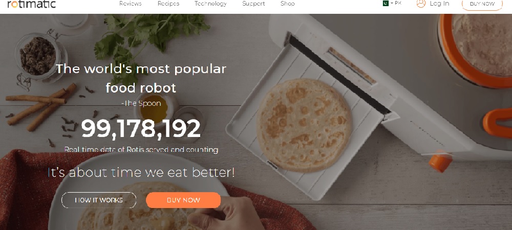 homepage of the Rotimatic website
