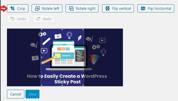 section to be cropped