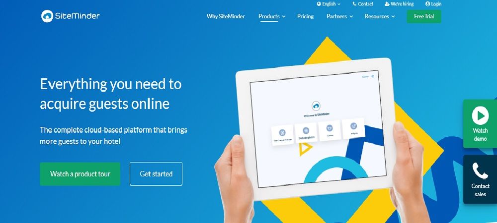 homepage of the SiteMinder site