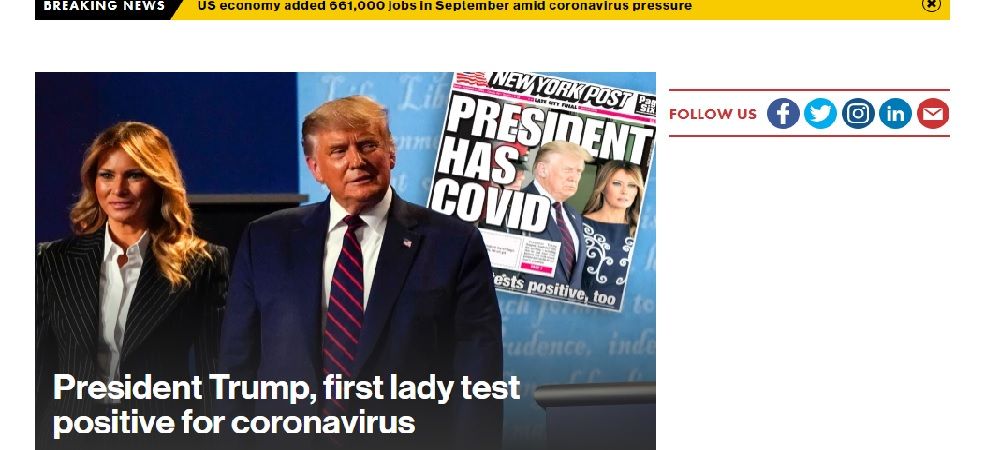 homepage of the New York post website