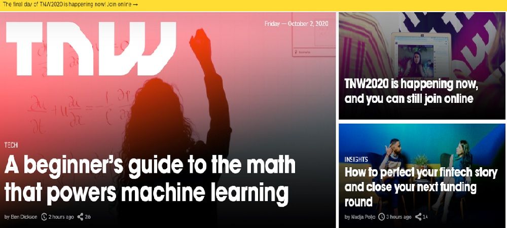 homepage of the Next Web site