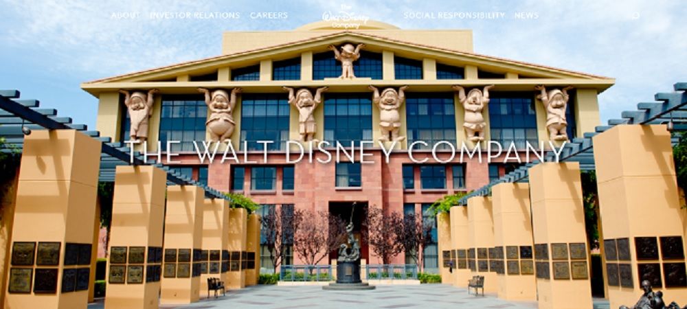 homepage from the Walt Disney website
