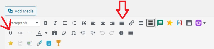 underline and justify button return after plugin
