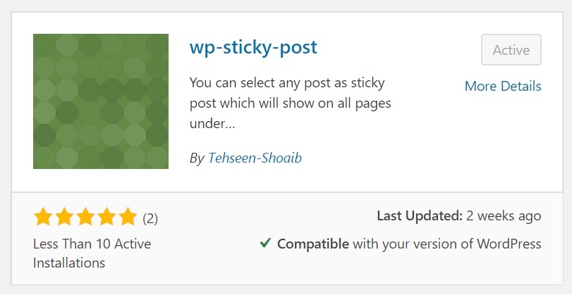 wp-sticky-post plugin screenshot
